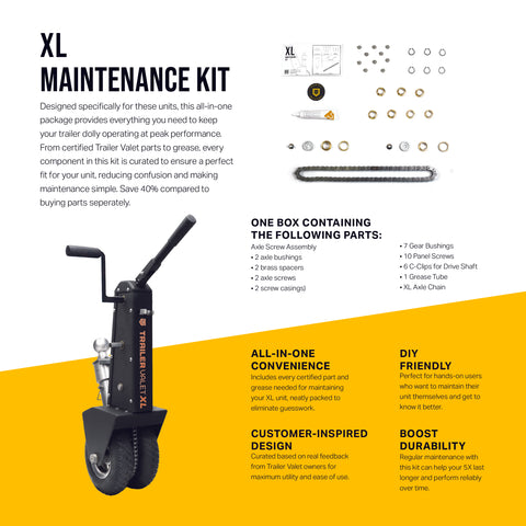 Informational sell sheet for Trailer Valet XL maintenance kit – usage and maintenance - TVXLMK