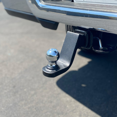 Left angle perspective of durable 4" drop hitch with 2-inch ball - BSDH0011