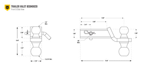 Engineering drawing showing drop height and mounting specs - REFBSDH0020