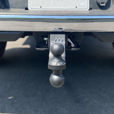 Front view of blackout hitch featuring dual ball and rugged black finish - BSDH0020
