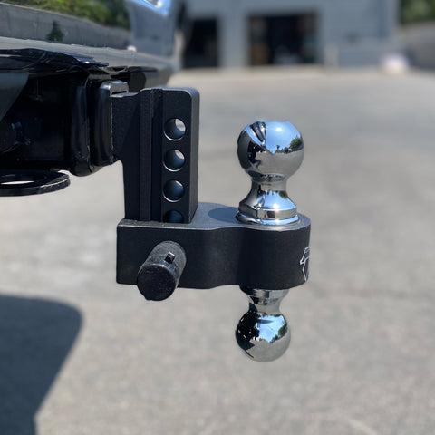 Right side view of blackout drop hitch showcasing adjustable height and durability - BSDH0030