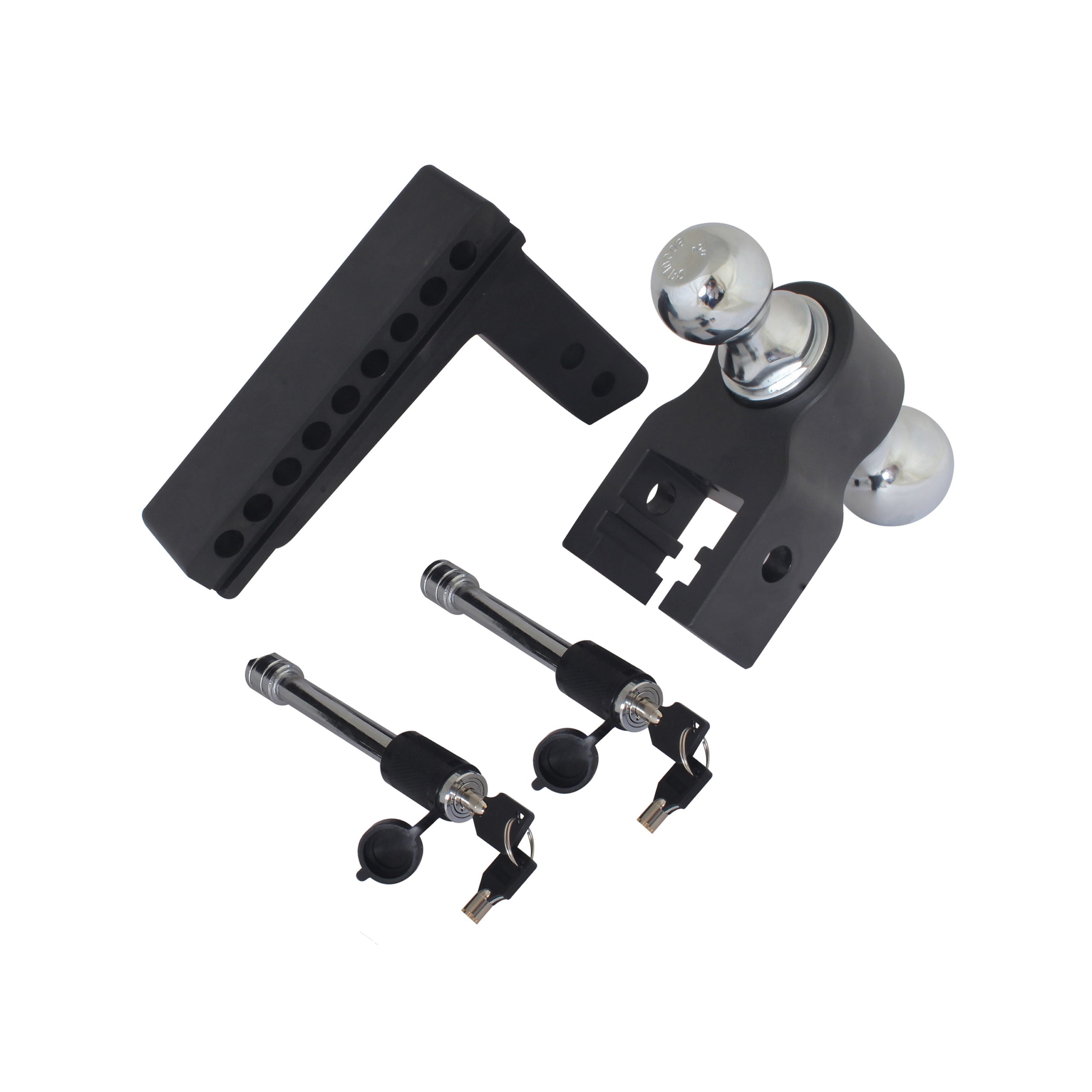 Showcase flat-lay of 8-inch drop hitch for full component visibility - BSDH0032