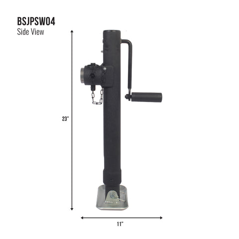 Side view dimensional diagram with labeled specs and extension range - BSJPSW04