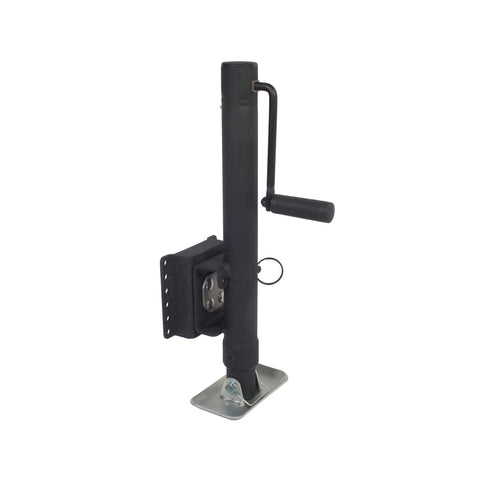 Angled product view of 2,000 lbs swivel mount trailer jack with crank handle and footplate - BSJSSW11