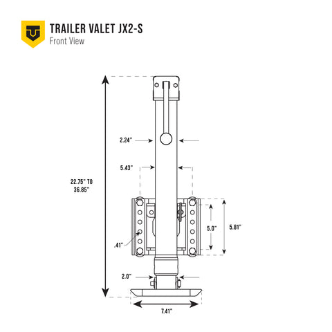 Dimensional drawing – front view with measurements - TVJX2-S