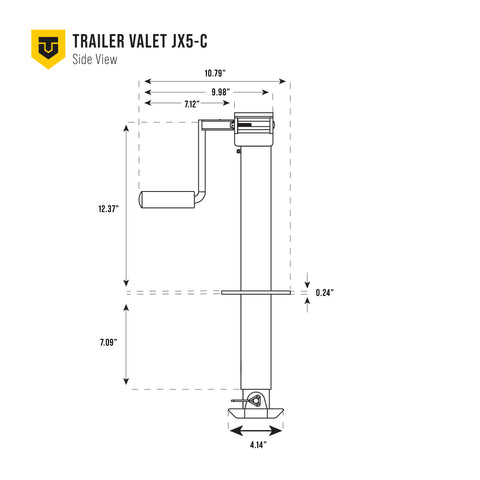 Side dimension drawing for JXC 5K trailer jack - TVJX5-C