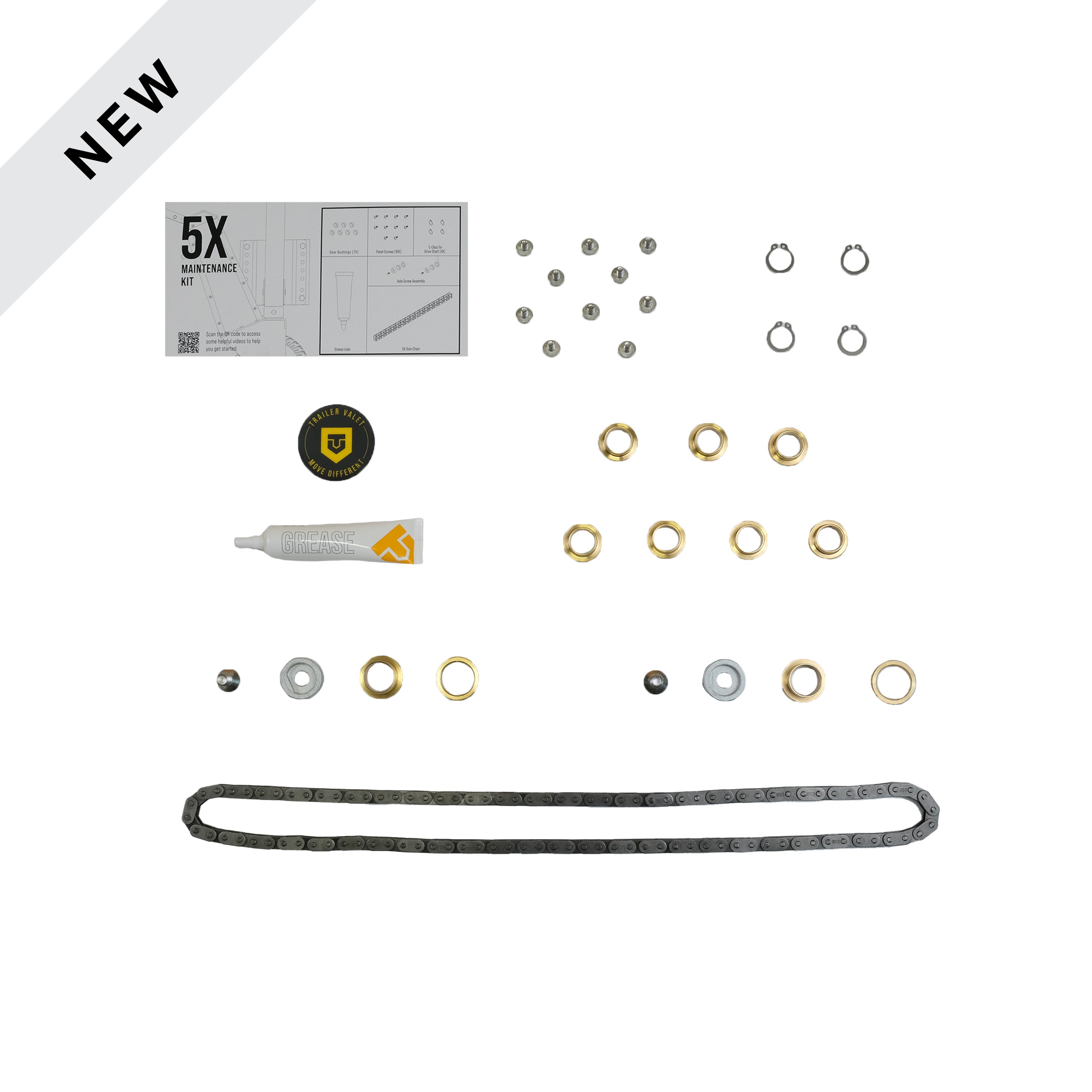 Trailer Valet 5X maintenance kit – includes grease tube and tools for optimal upkeep - TV5XMK