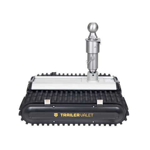 Left side angle of Trailer Valet RVR9 showing remote jack arm and tires - REFTVRVR9