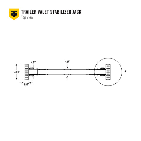 Top view engineering drawing – Trailer Valet stabilizer jack footprint layout - STJS0010