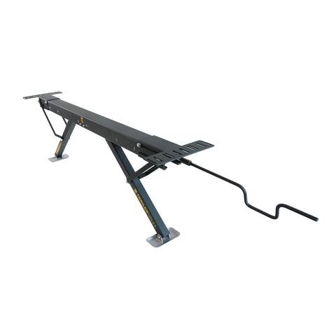 Angle view with hand crank – Trailer Valet jack designed for secure side wind operation - STJS0010