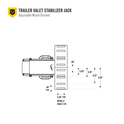 Adjustable mount bracket diagram – Trailer Valet jack universal fit design - STJS0010