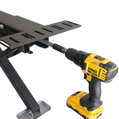 Drill attachment engaged – Trailer Valet Stabilizer Jack tool-less trailer adjustment - STJS0010