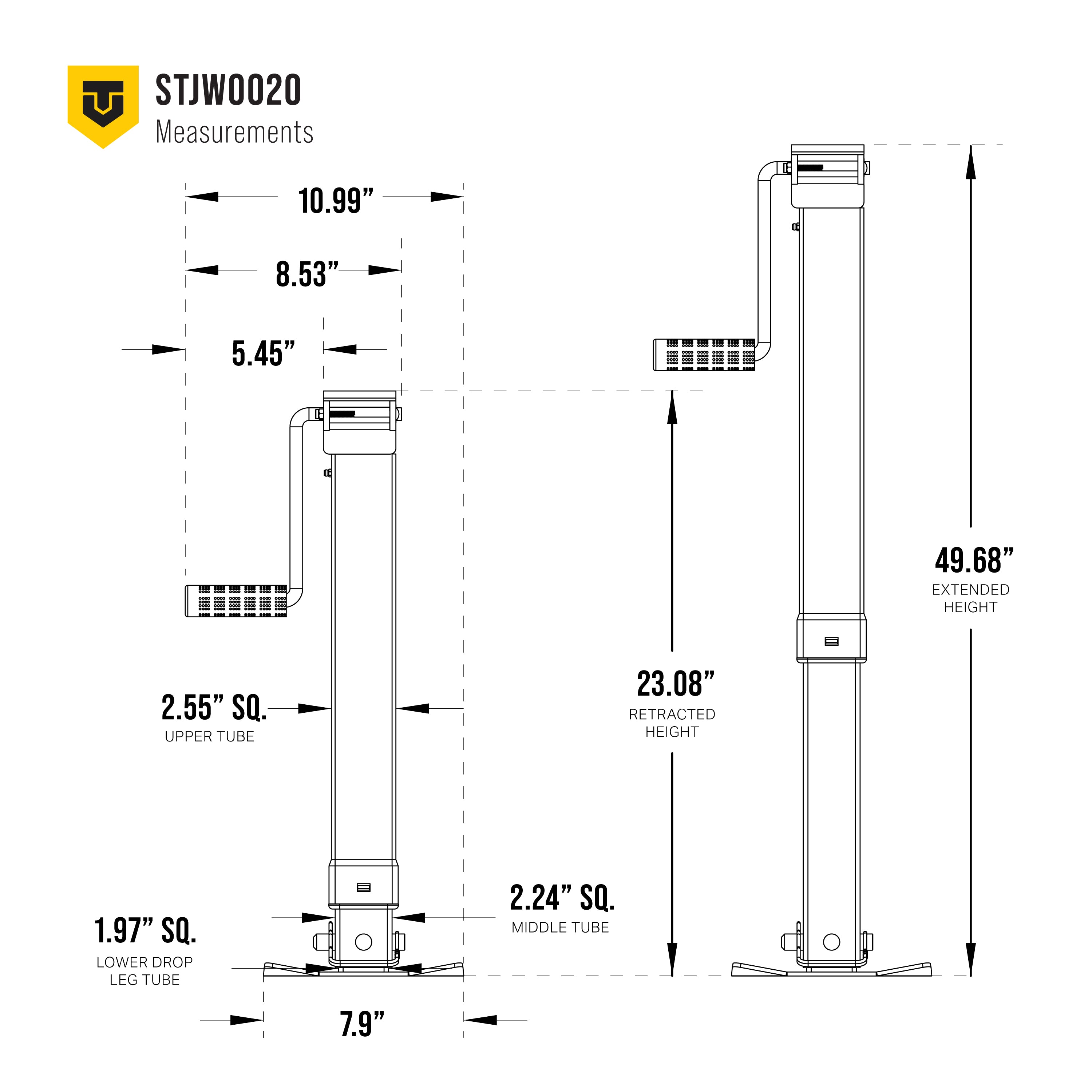 Supertech Jack, Square Weld-on Side Crank 7,000 lbs