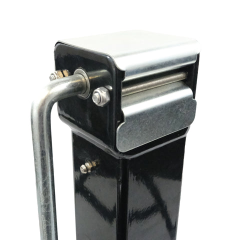 Close-up showing square jack's top plate and weld-on bracket - STJW0020