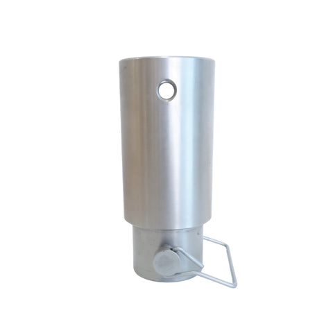 Detailed front view showing rotation pin placement on hitch ball riser