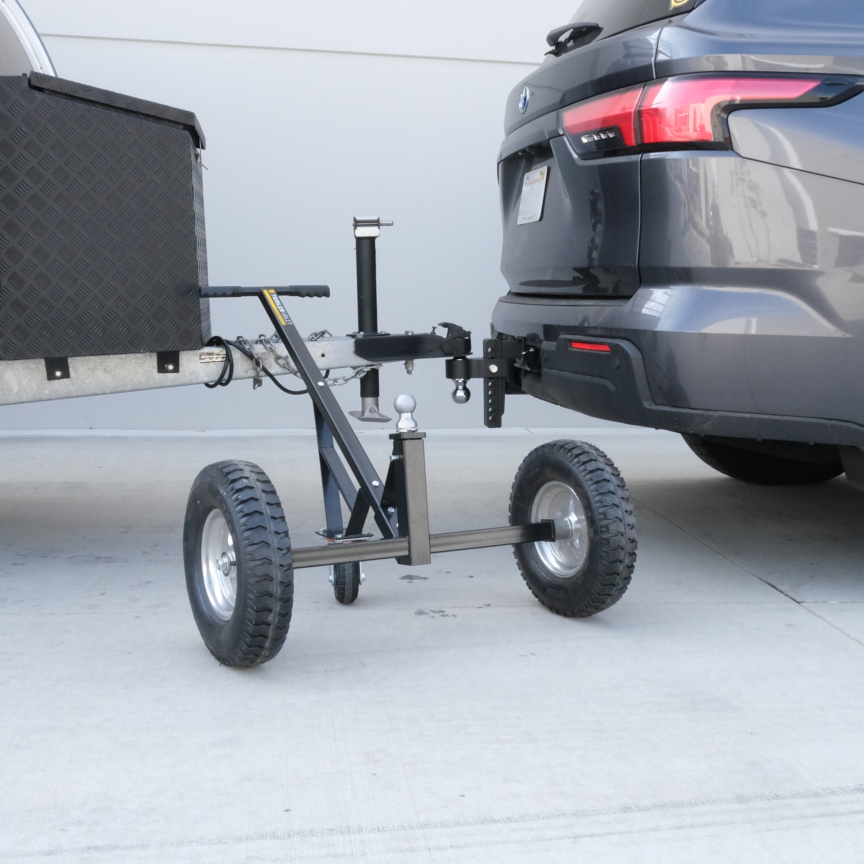Multiple views of the Trio Bundle in use – heavy-duty trailer dolly with steel hitch for serious maneuvering - TVEHADB4