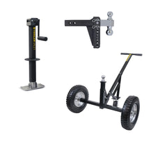 The Trio with Steel Hitch Bundle - Adjustable Height Trailer Dolly, JX5C Jack, and 14k Adjustable Steel Drop Hitch