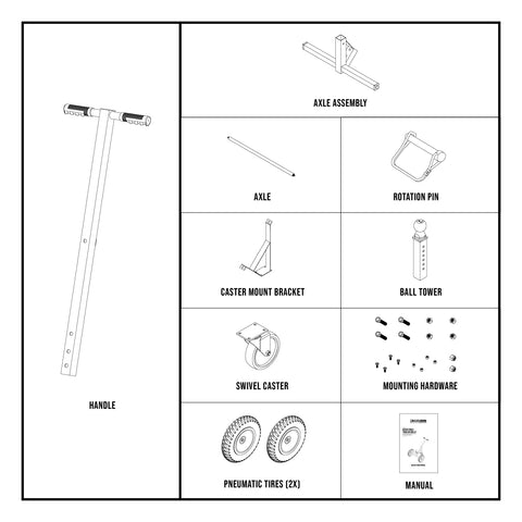 What’s in the Box – Trailer Valet Essentials Dolly kit components and accessories shown - TVEHAD