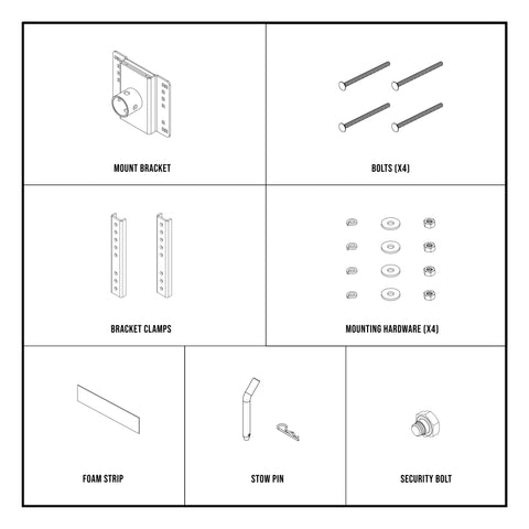 What’s in the box – Trailer Valet Full Range Bracket with clamps and hardware - TVFRMB