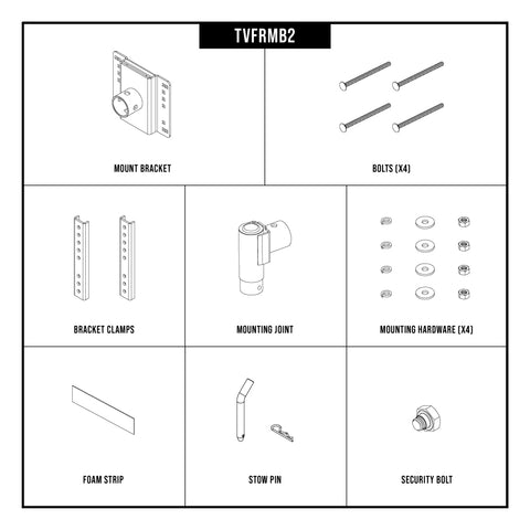 What’s included with Trailer Valet FRMB2 – jointed mount bracket and all accessories - TVFRMB
