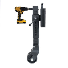 Side view of Trailer Valet JX3-SS with drill attached – showcasing easy lift and operation - TVJX3-SS