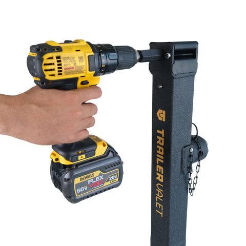 TVJX7-P with Trailer Valet drill adapter installed for powered lifting
