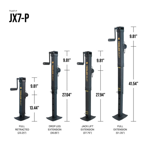 TVJX7-P shown extended and retracted for vertical range display