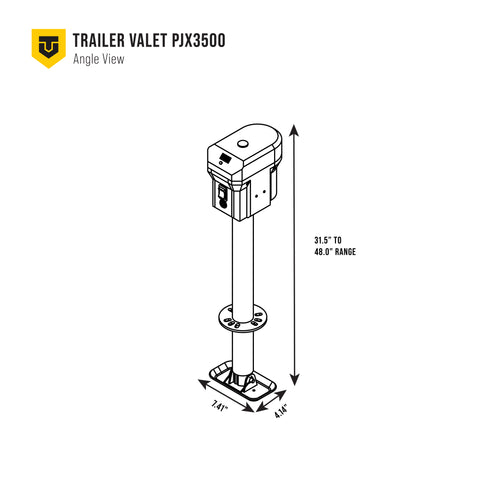 Technical diagram of PJX3500 showing angled measurements
