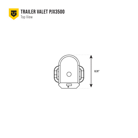 Overhead technical view of PJX3500 with measurement callouts