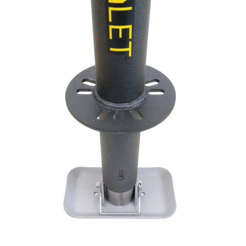 Underside mounting flange of PJX3500 jack with bolt holes