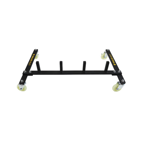 Rear view of Trailer Valet rack for wheel dollies – compact back frame with handles - TVWDSR4