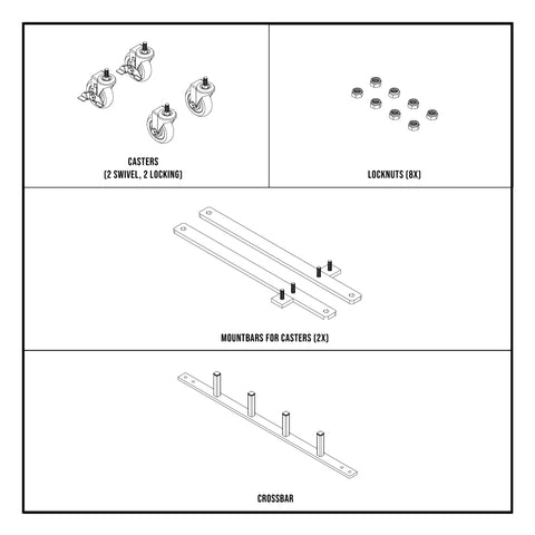 What’s included – Trailer Valet mobile dolly rack with assembly hardware and casters - TVWDSR4