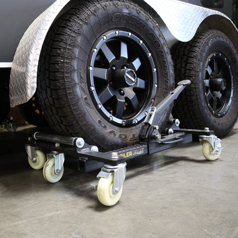 Apply Trailer Valet Wheel Dolly in outdoor scene to enhance parking maneuverability - REFTVWDX