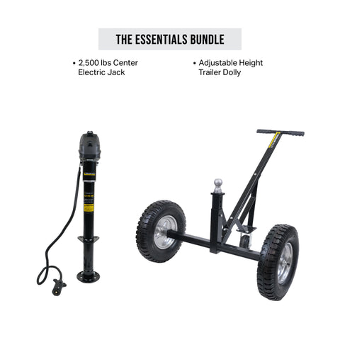 Trailer Valet Essentials Bundle with adjustable dolly and 3,500 lb electric jack – precision trailer handling - TVEHADB3