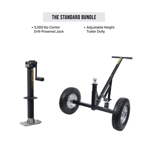 Standard Bundle from Trailer Valet featuring height adjustable dolly and JX center jack – efficient parking tool - TVEHADB1